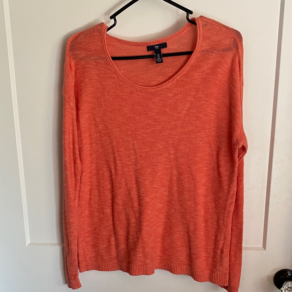 Gap Heather Coral Long Sleeve Thin Sweater